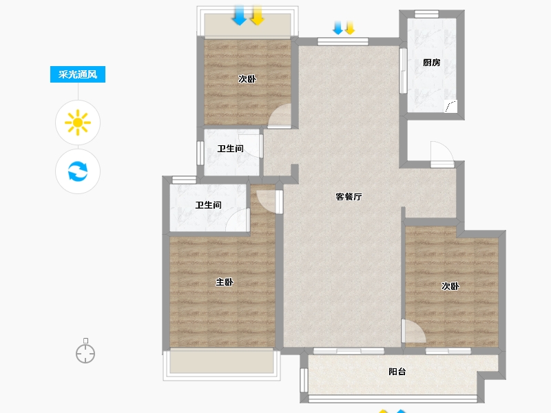 江苏省-镇江市-阳光城·尚海茗苑-95.21-户型库-采光通风