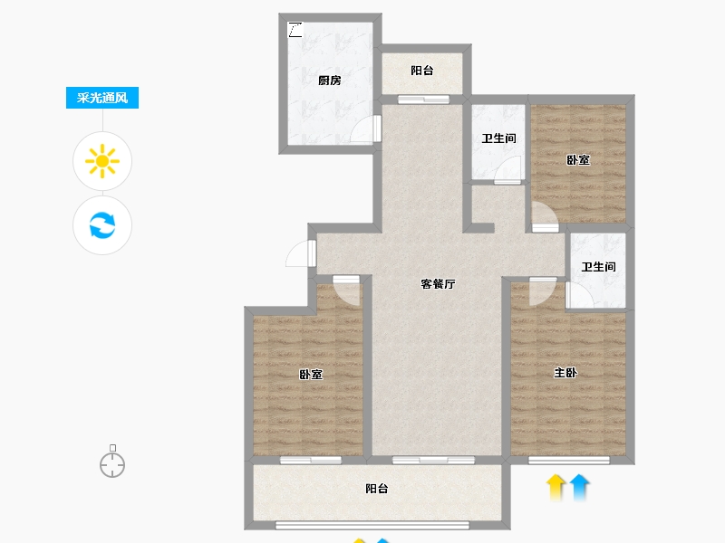 山东省-德州市-糖城•印象-110.41-户型库-采光通风