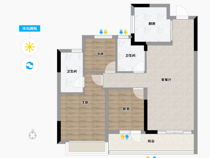 浙江省-杭州市-山澜桂语轩-80.00-户型库-采光通风