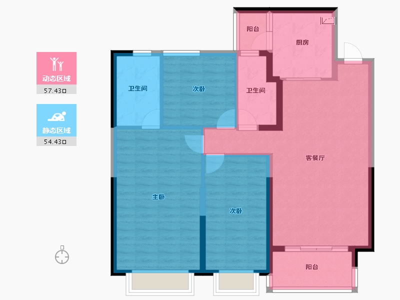 江苏省-镇江市-句容恒大云湖上郡-100.80-户型库-动静分区