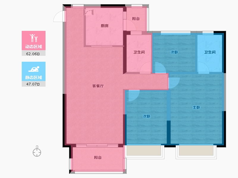 江苏省-镇江市-句容恒大云湖上郡-98.40-户型库-动静分区