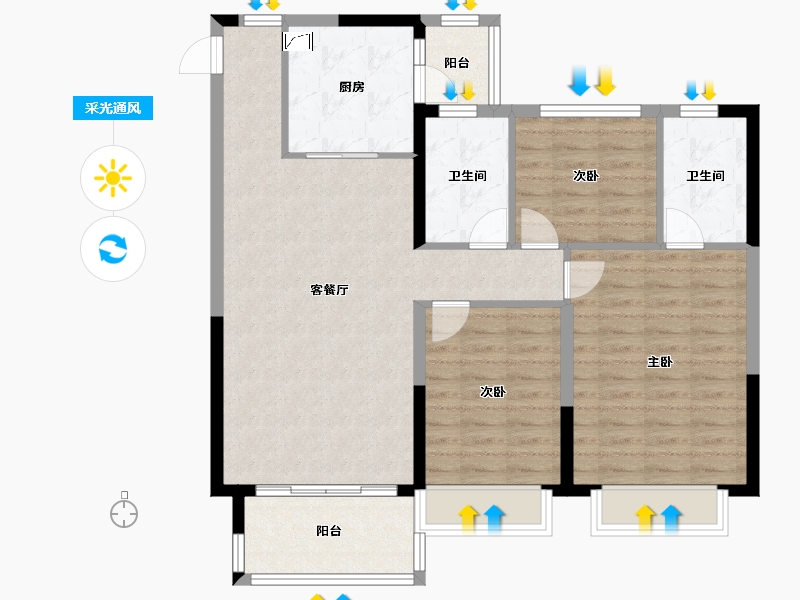 江苏省-镇江市-句容恒大云湖上郡-98.40-户型库-采光通风