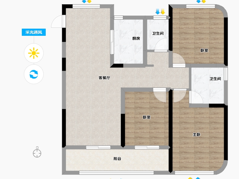 浙江省-湖州市-湖上居-96.22-户型库-采光通风