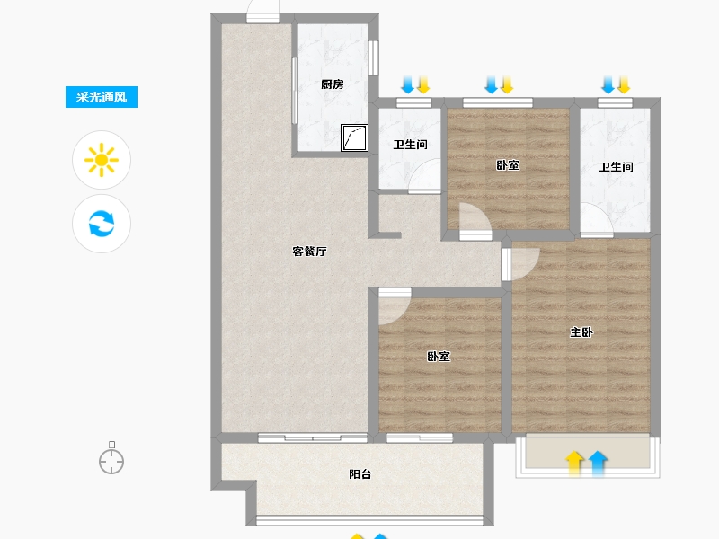 河南省-商丘市-建业·新筑二期-92.54-户型库-采光通风