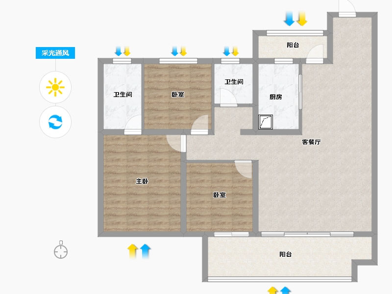 河南省-商丘市-建业·新筑二期-108.73-户型库-采光通风