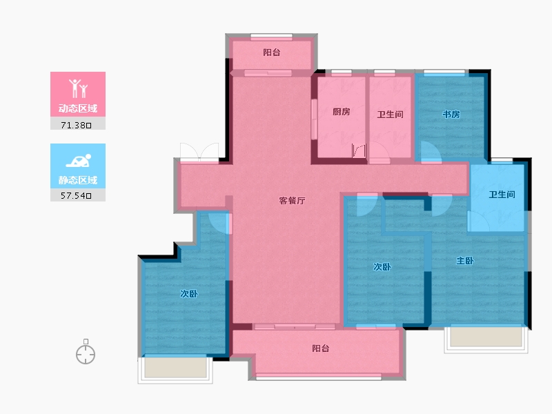 江苏省-镇江市-阳光城·尚海茗苑-114.40-户型库-动静分区