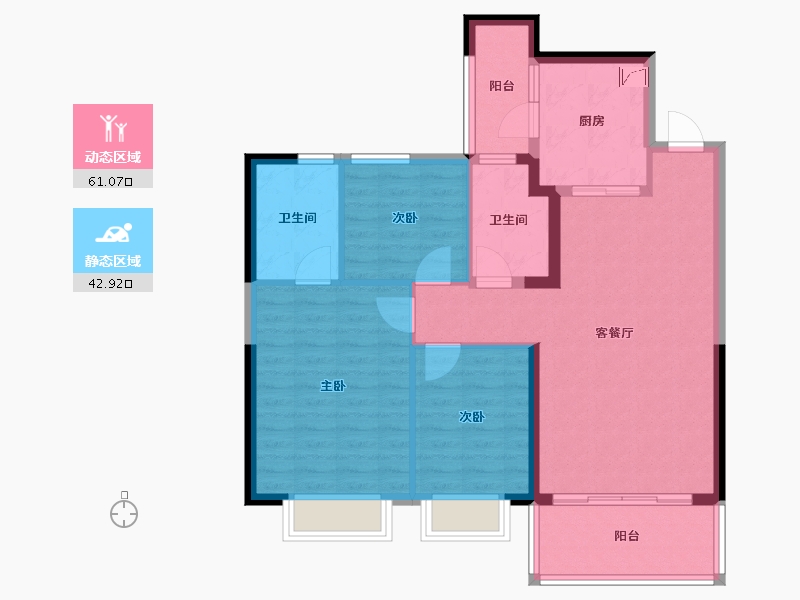 江苏省-镇江市-句容恒大云湖上郡-93.60-户型库-动静分区