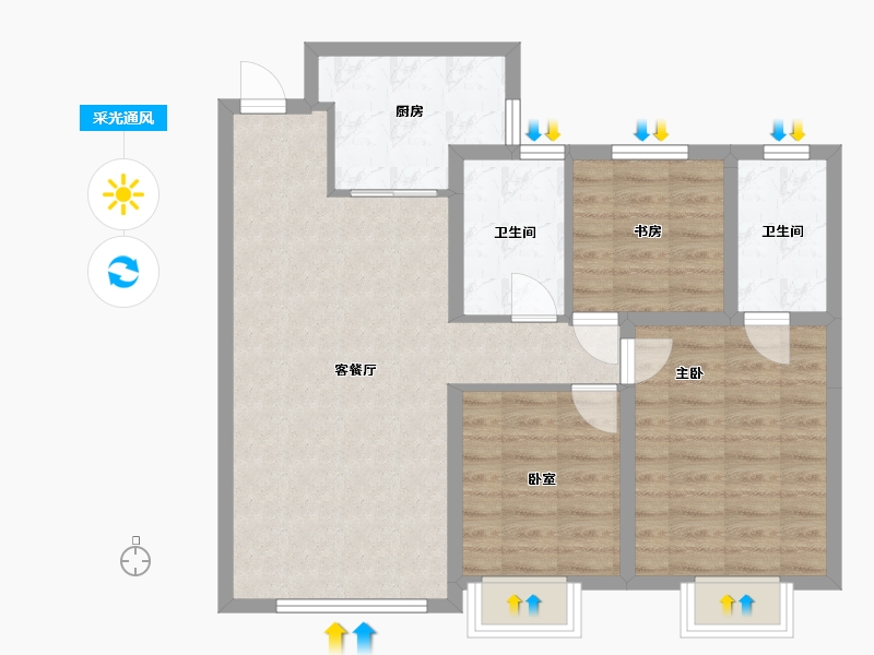 内蒙古自治区-赤峰市-悦棠湾-87.00-户型库-采光通风