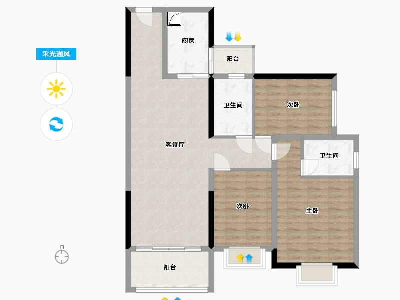 贵州省-六盘水市-银杏广场-130.00-户型库-采光通风