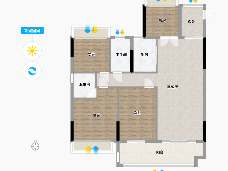 贵州省-毕节市-同心东方樾-110.00-户型库-采光通风