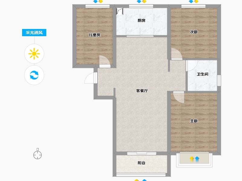 安徽省-合肥市-金大地山语四季-90.40-户型库-采光通风