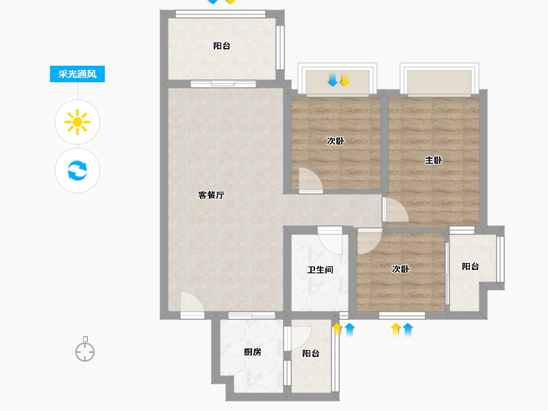 山东省-菏泽市-碧桂园·铂悦城-79.00-户型库-采光通风