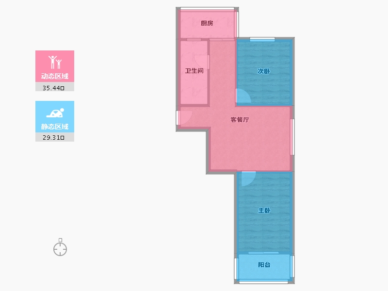 辽宁省-大连市-华南花园-64.00-户型库-动静分区