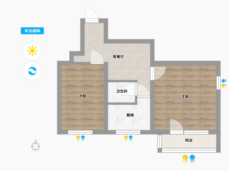 北京-北京市-皂君东里社区-35.00-户型库-采光通风