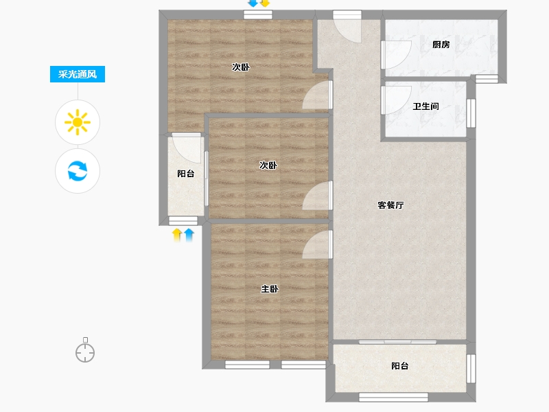 福建省-福州市-泰禾红悦-71.00-户型库-采光通风