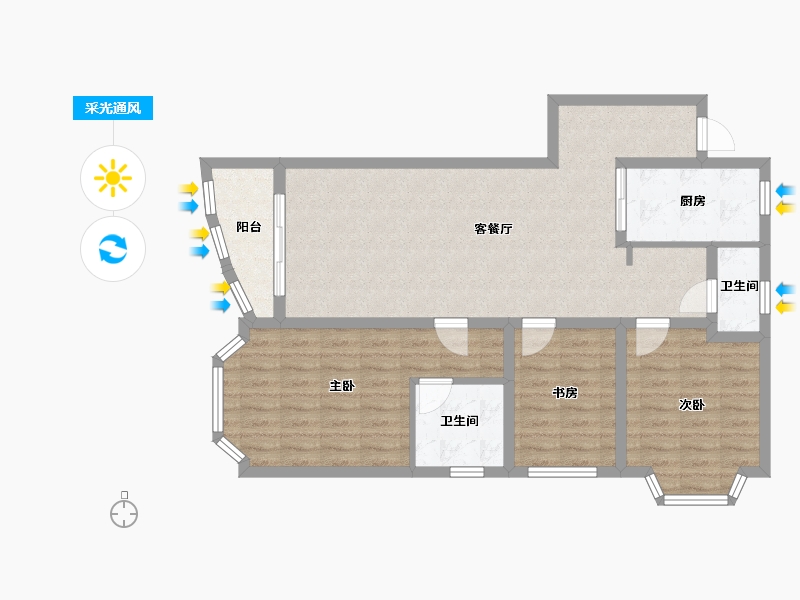 北京-北京市-龙跃苑-东四区-100.00-户型库-采光通风