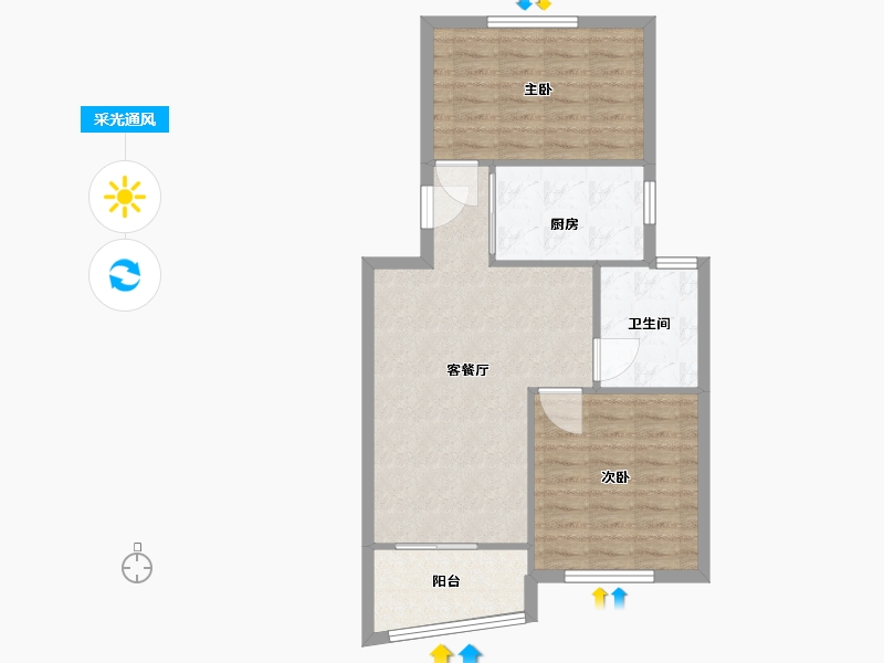 上海-上海市-平吉二村社区-69.00-户型库-采光通风