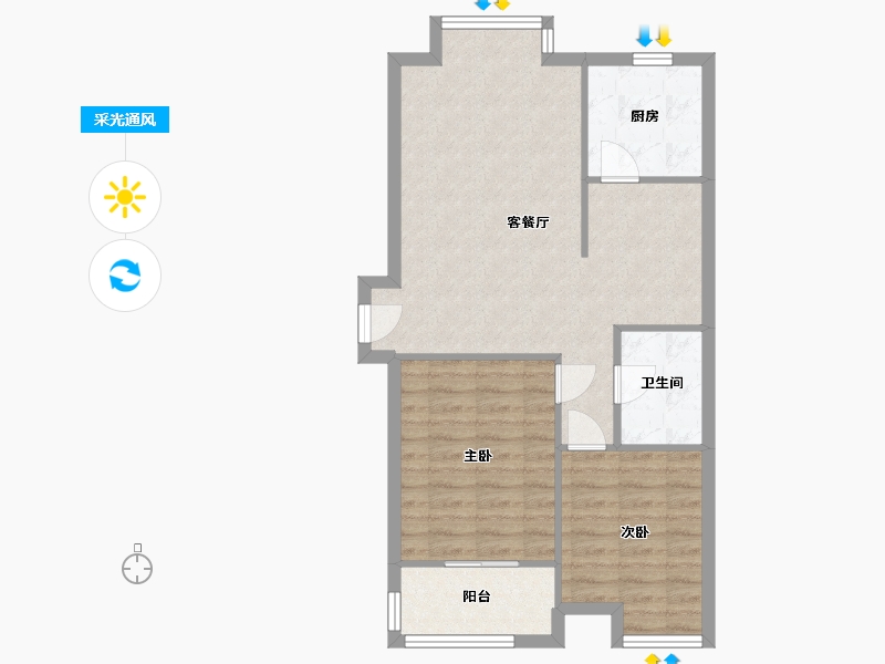 陕西省-西安市-天朗·大兴郡-一期-70.00-户型库-采光通风