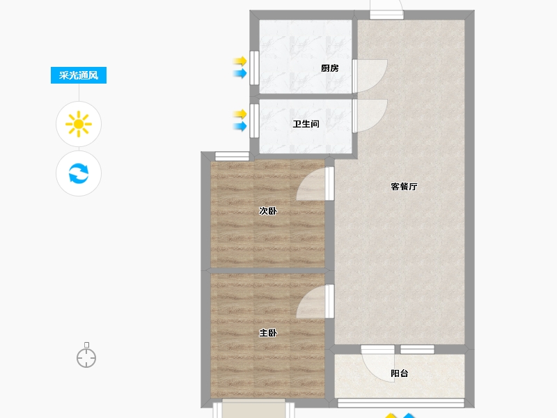 湖北省-武汉市-稻香苑-60.00-户型库-采光通风