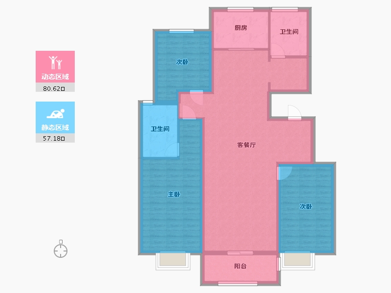 山东省-济宁市-华翔 •海棠园-125.10-户型库-动静分区