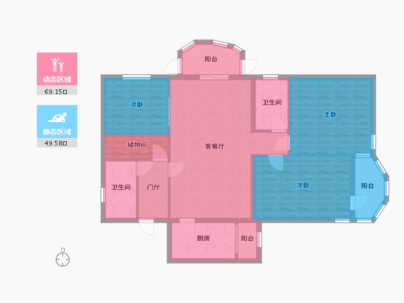 北京-北京市-惠新苑-121.12-户型库-动静分区