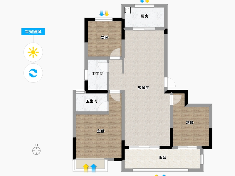 河南省-驻马店市-确山县水韵太极湾-94.00-户型库-采光通风