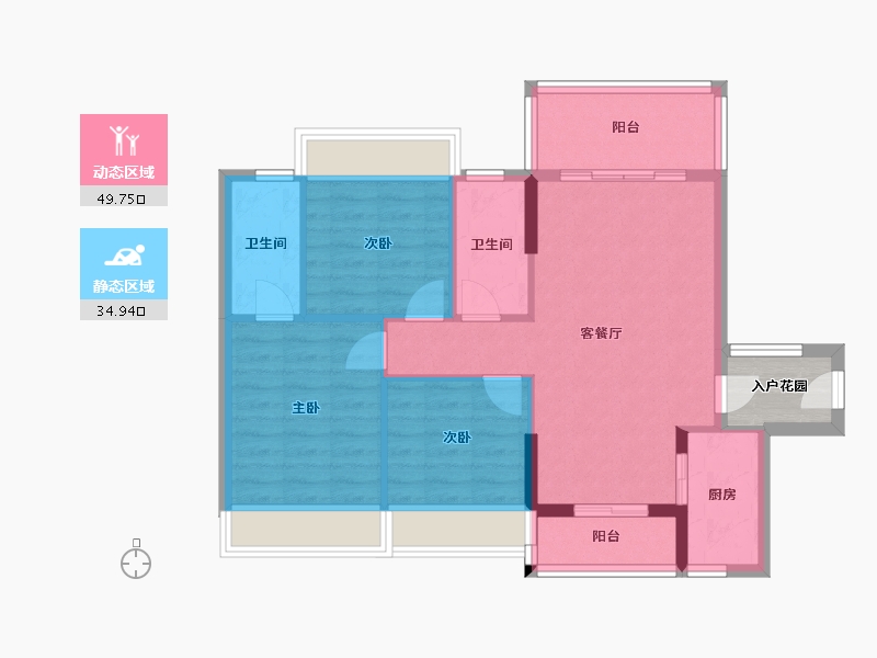 广东省-江门市-翰林印象-86.00-户型库-动静分区