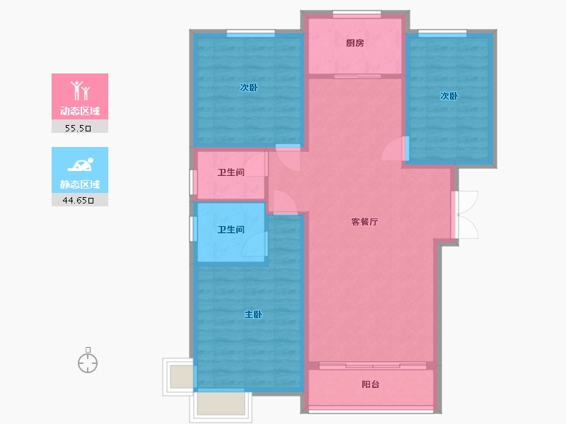 甘肃省-定西市-恒正观澜-105.46-户型库-动静分区