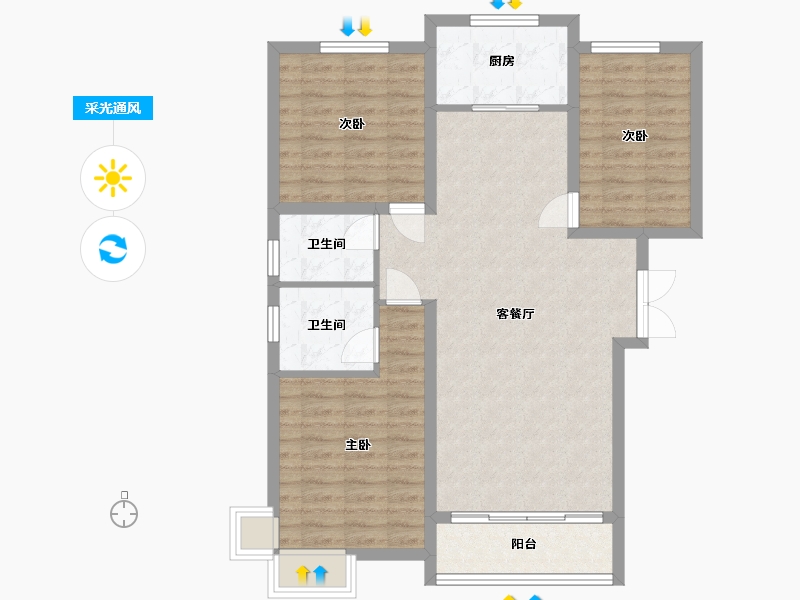 甘肃省-定西市-恒正观澜-105.46-户型库-采光通风