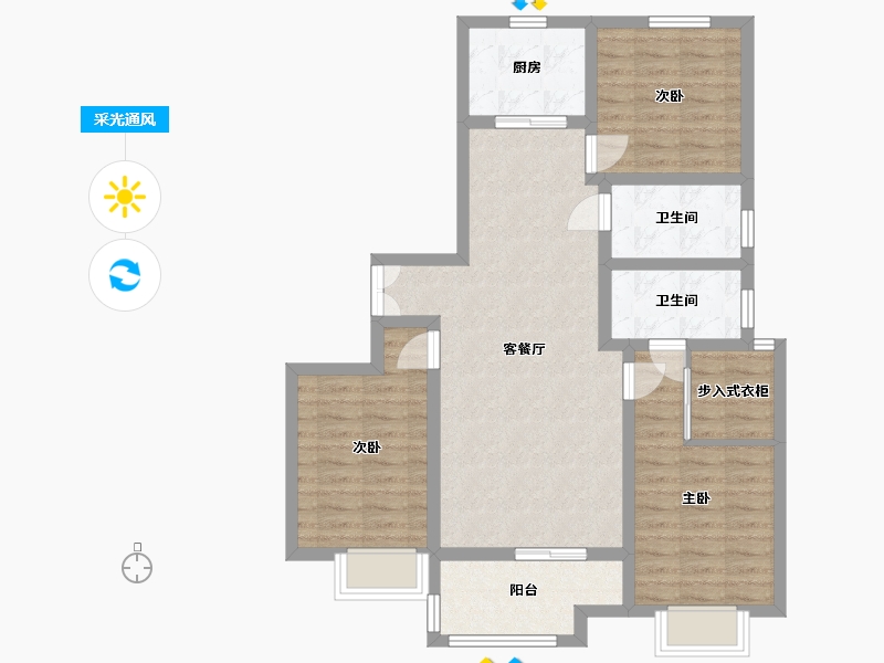 陕西省-渭南市-宏帆人和府-100.00-户型库-采光通风