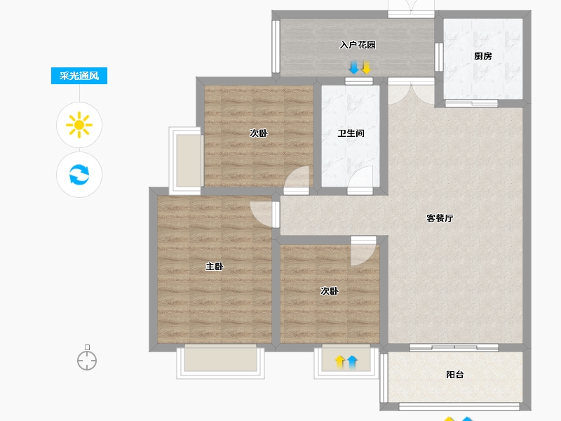 河南省-三门峡市-虢园新居-100.00-户型库-采光通风