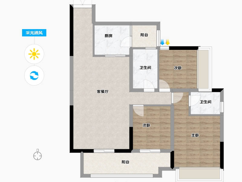 贵州省-黔南布依族苗族自治州-麒龙湖山悦府-103.00-户型库-采光通风