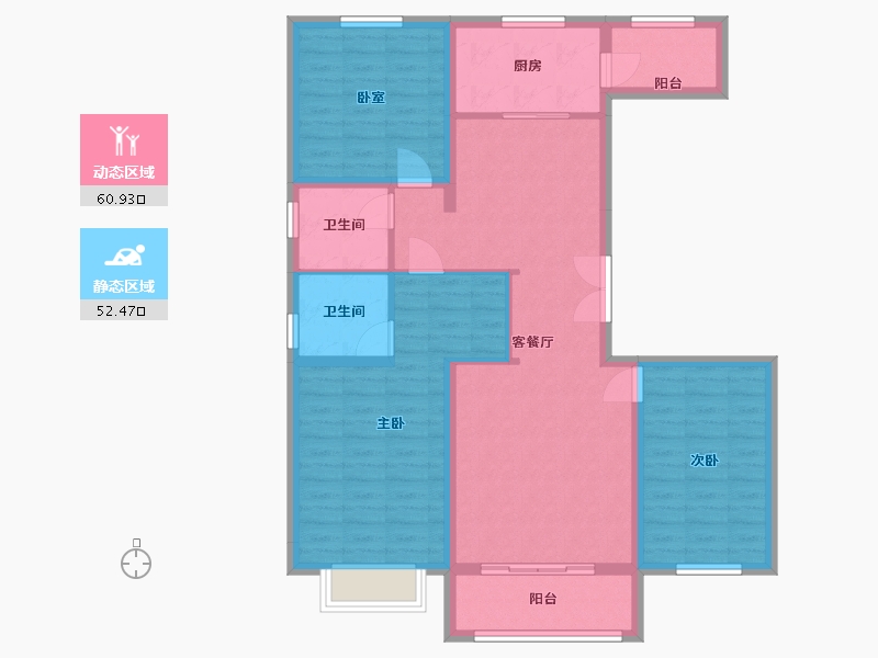 内蒙古自治区-乌兰察布市-察哈尔银座广场-122.16-户型库-动静分区