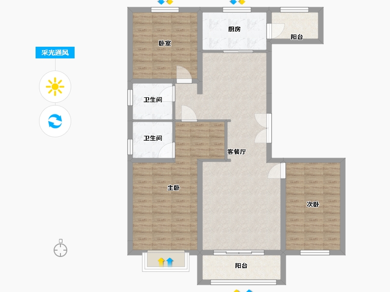 内蒙古自治区-乌兰察布市-察哈尔银座广场-122.16-户型库-采光通风