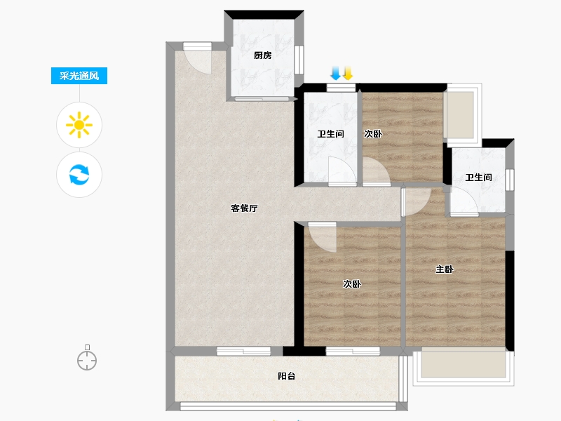 广东省-广州市-融创锦府-78.00-户型库-采光通风