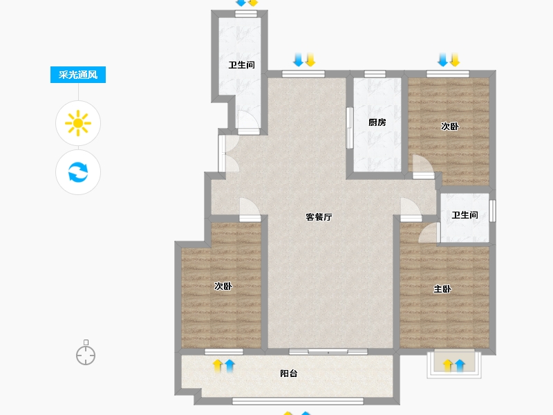 山东省-临沂市-金桥汇金湾浚园-120.00-户型库-采光通风