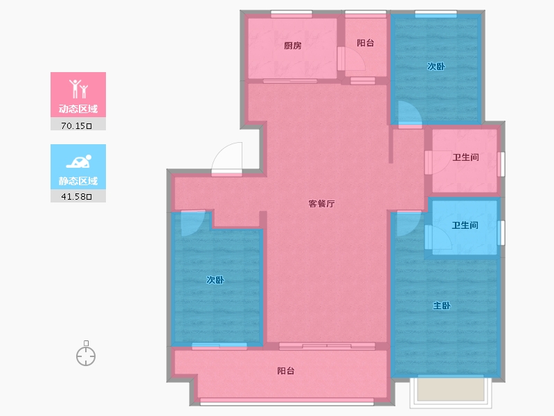 山东省-淄博市- 儒意园-99.80-户型库-动静分区