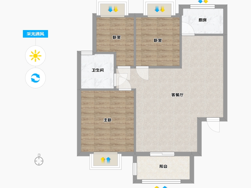 山东省-临沂市-冠亚星城-103.55-户型库-采光通风