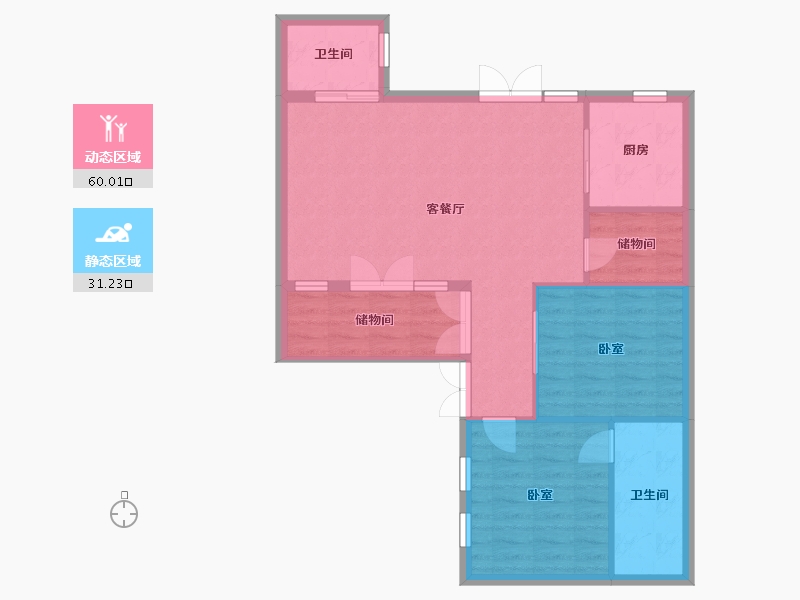 云南省-昆明市-汉华天马山国际温泉度假区-87.00-户型库-动静分区