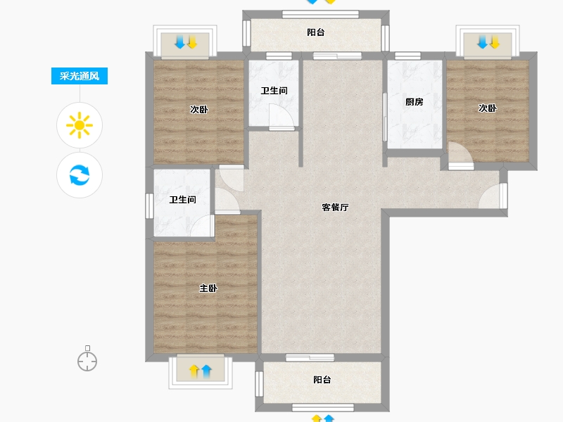 福建省-泉州市-万盛凤凰城-97.00-户型库-采光通风