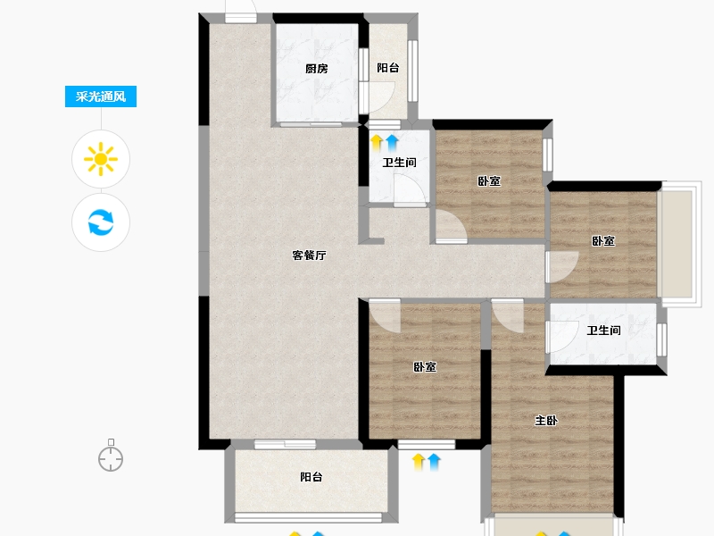 广西壮族自治区-南宁市-天健城-99.00-户型库-采光通风