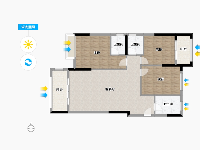 河南省-信阳市-天福·公园首府-102.00-户型库-采光通风