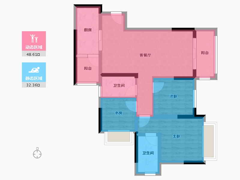 重庆-重庆市-九龙雅俊-78.00-户型库-动静分区