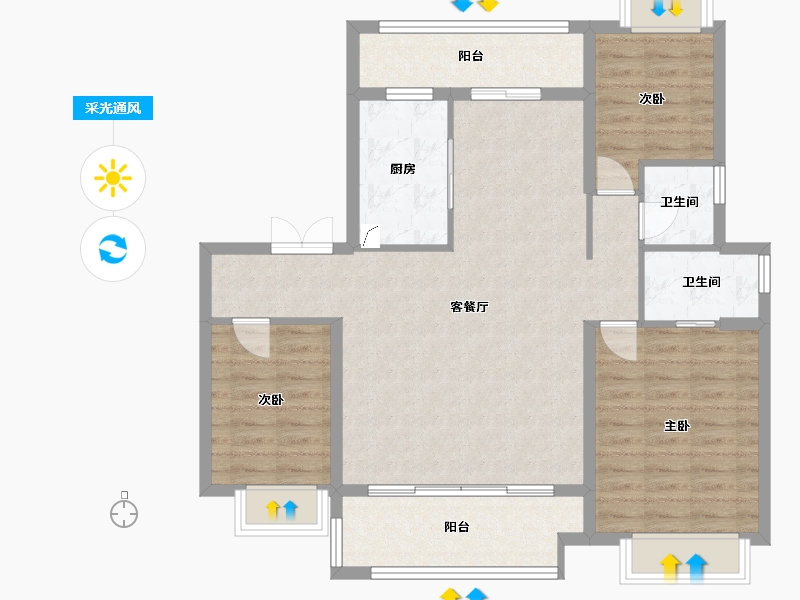 江苏省-徐州市-璞悦门第-90.00-户型库-采光通风