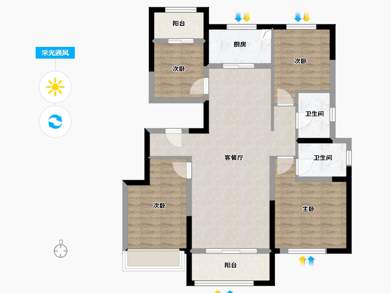 陕西省-西安市-中铁·琉森水岸-101.00-户型库-采光通风