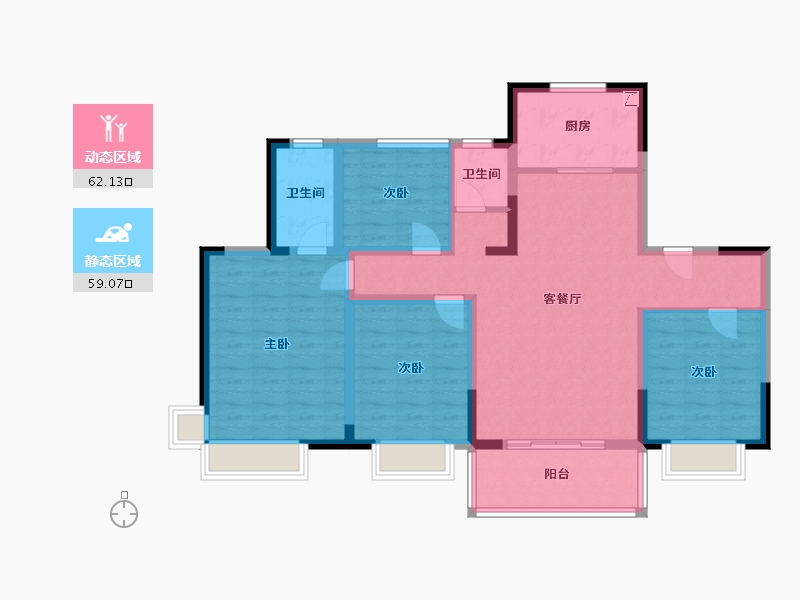 陕西省-西安市-悦美国际-117.09-户型库-动静分区