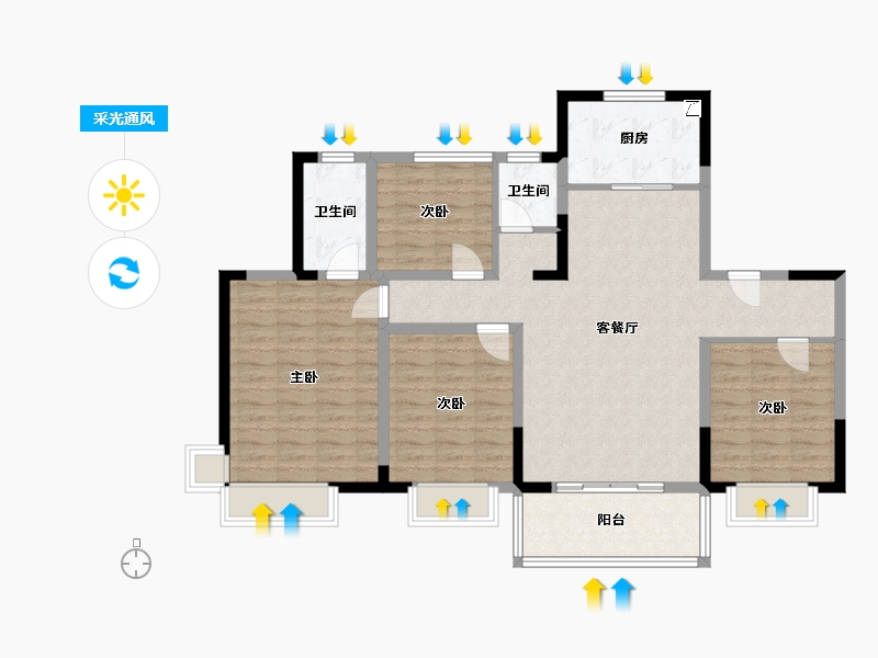 陕西省-西安市-悦美国际-117.09-户型库-采光通风