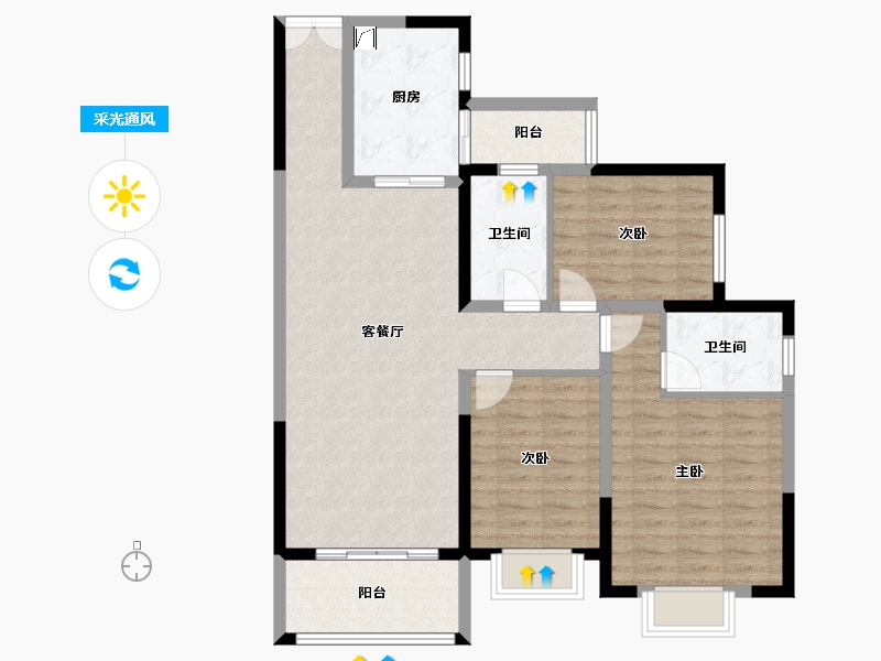 贵州省-六盘水市-银杏广场-120.00-户型库-采光通风