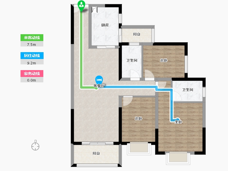 贵州省-六盘水市-银杏广场-120.00-户型库-动静线