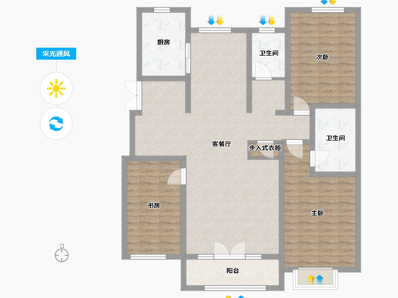 辽宁省-锦州市-御澜山-120.00-户型库-采光通风